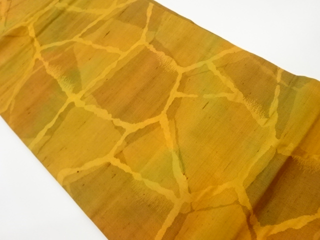 リサイクル　手織り紬変わり石畳模様織出し名古屋帯